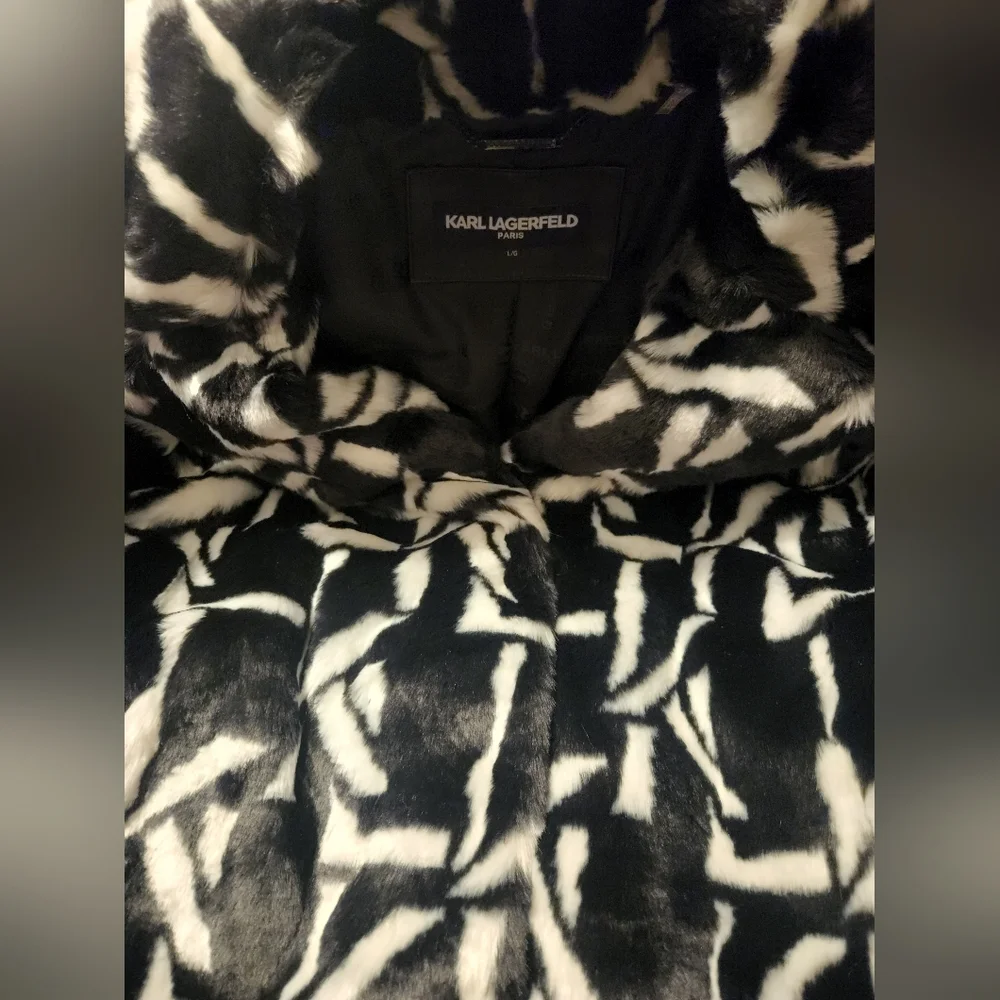 Karl Lagerfeld Women's Monochrome Faux Fur Coat - Picture 4 of 16